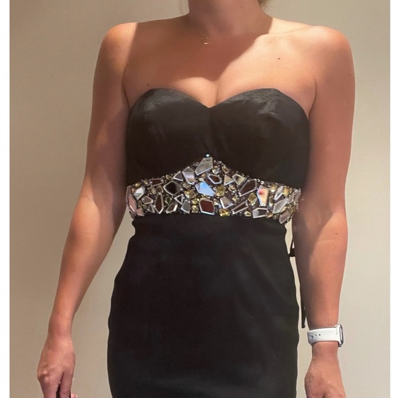 Jovani Strapless Black Gown w/ Embellishments - Picture 6 of 6